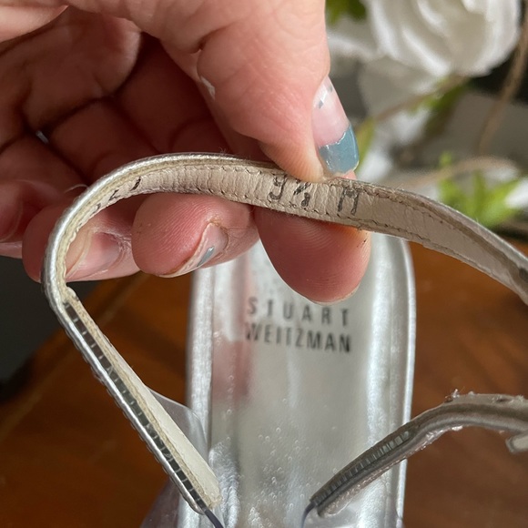 Stuart Weitzman Silver Crystal Heels Size 9.5 - Picture 5 of 7